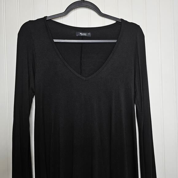 Michael Lauren Womens Black Kyle Core V-Neck Dress Size XS Soft Jersey Knit Mini - Picture 3 of 11